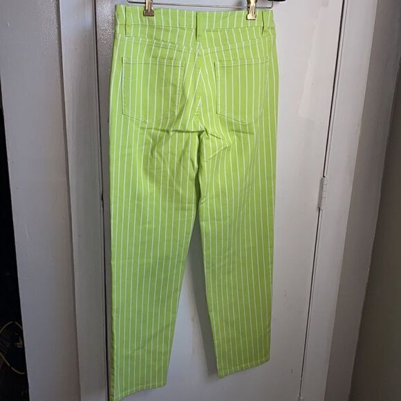 VICTOR GLEMAUD x TARGET Acid Lime/Cloud Pinstripe High Rise Straight Leg Jean’s - Picture 6 of 11